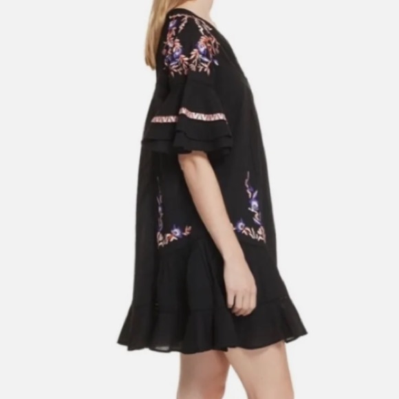 Free People | Pavlo Dress | Small | Embroidered Tunic | Blk Purple Orange | $52 - Picture 3 of 4